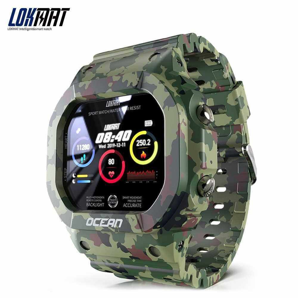 LOKMAT Smart Watch Heart Rate & Blood Pressure Monitor Multifunction Sport Watch IP68 Waterproof Watch Two-way Look up Notification Remote Camera (Camouflage)