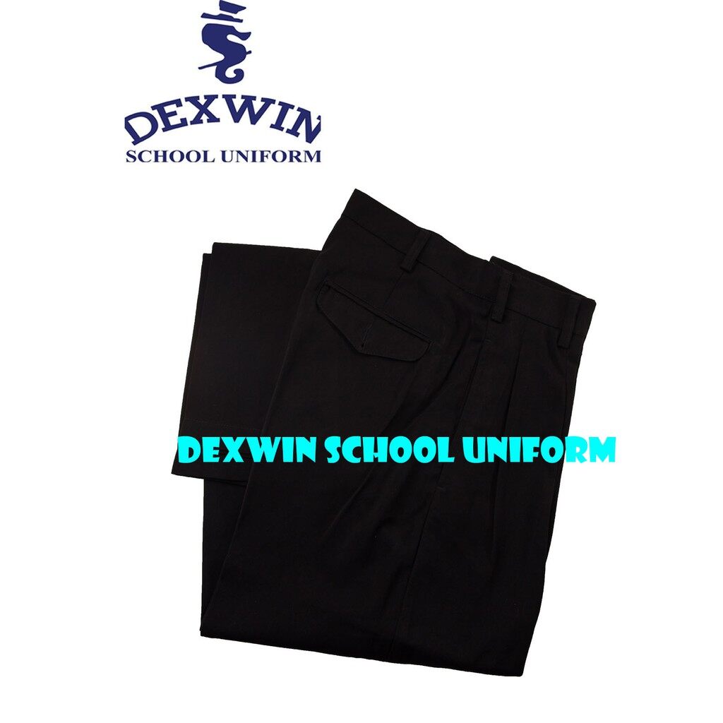 seluar hitam panjang tiada getah kain licin pakaian sekolah
