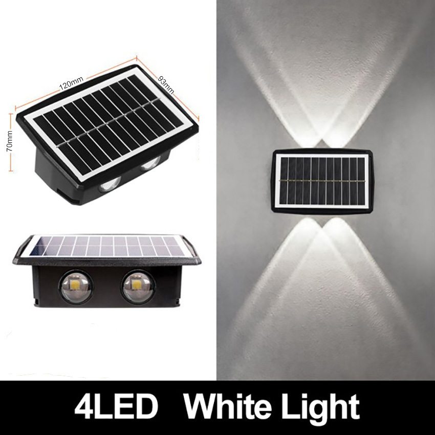 Vimite 4/6/10 LED Light Solar Garden Light Outdoor IP65 Waterproof Automatic Sensing Warm White Light Wall Light Up and Down Lighting Warm White Fence Light Suitable for House Courtyard Corridor Villa Terrace Home Garden Decorative Light