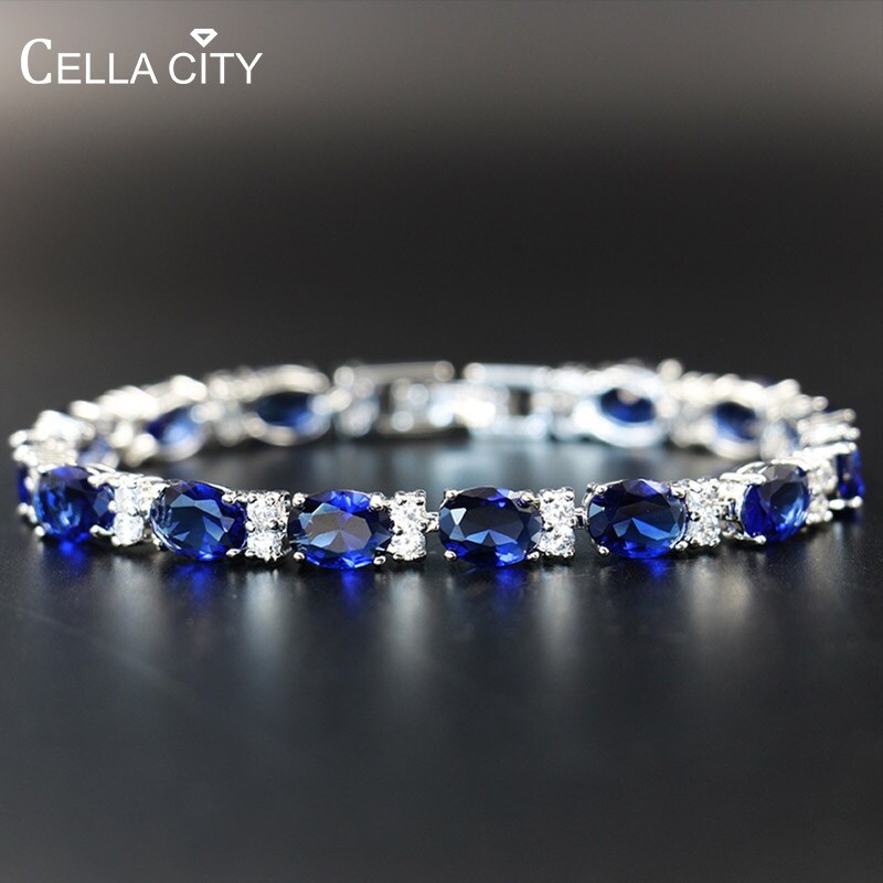 《Jump》Cellacity Sapphire Bracelet for Women Geometry Silver 925 Jewelry Delicate Gemstones High Quality Fine Jewelry Anniversary Gifts