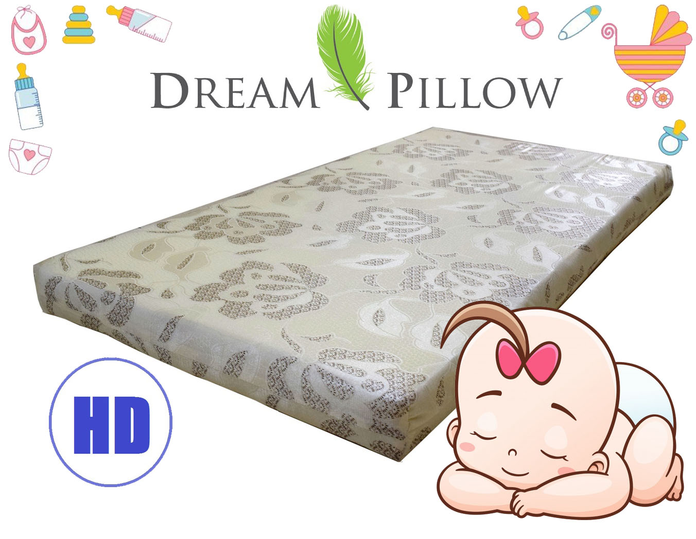(DreamPillow) Tricot Baby Cot Foam Mattress -Custom Size