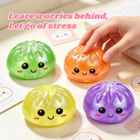 【Ship in 12H】 4PCS Sugar Glitter Dumpling Squishy Toys Sparkle Bun Slow Rebound Stress Relief Squeeze Ball Anxiety Relief Sensory Toy  Aitemay