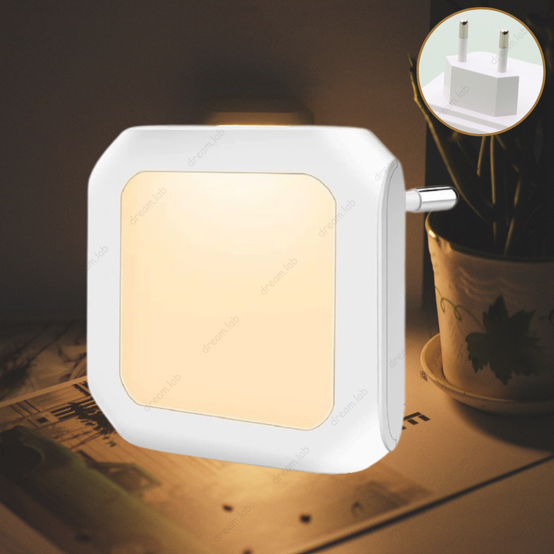 Automatic LED Night Light EU Plug-in Warm White Auto Dusk to Dawn Dimmable Daylight Sensor Smart Energy Saving Design