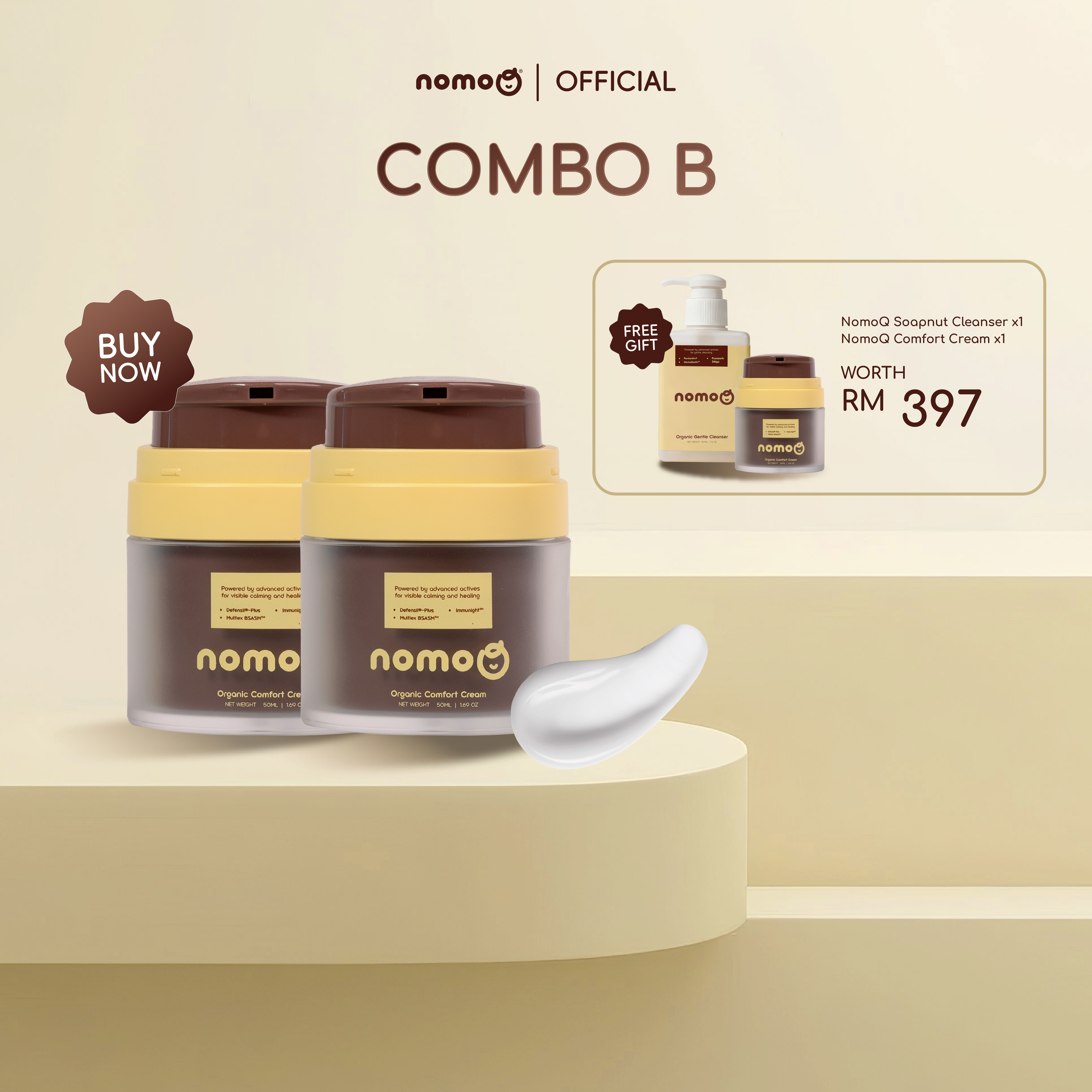 NomoQ 👶🏻10 in 1 Baby Comfort Cream Gentle & Steroid-Free Baby Lotion for Eczema & Rash & Sensitive Skin 宝宝万能安心霜