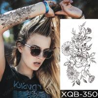 Flower Blooming Waterproof Temporary Tattoo Stickers Jasmine Leaf Flower Rose Sexy Tatoo Arm Body Art Fake Tatooo Black Women Sell Well