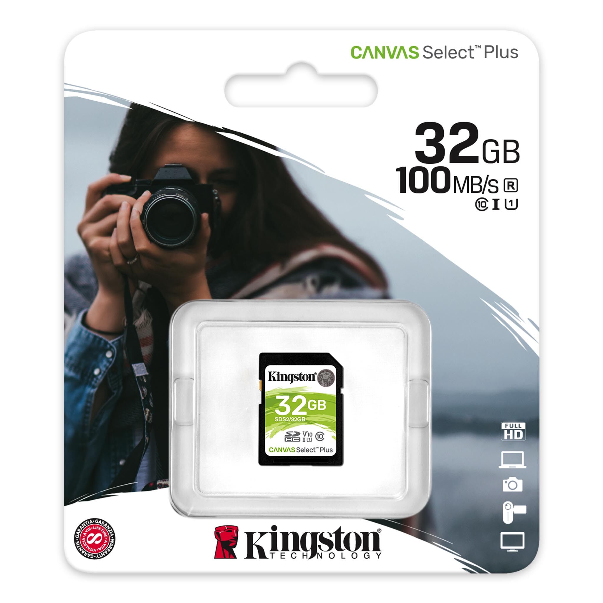 Kingston Canvas Select Plus SD Card SDS2 with Class 10, USH-1 Standard, Full HD Capture,  Plug and Play (32GB / 64GB / 128GB / 256GB)