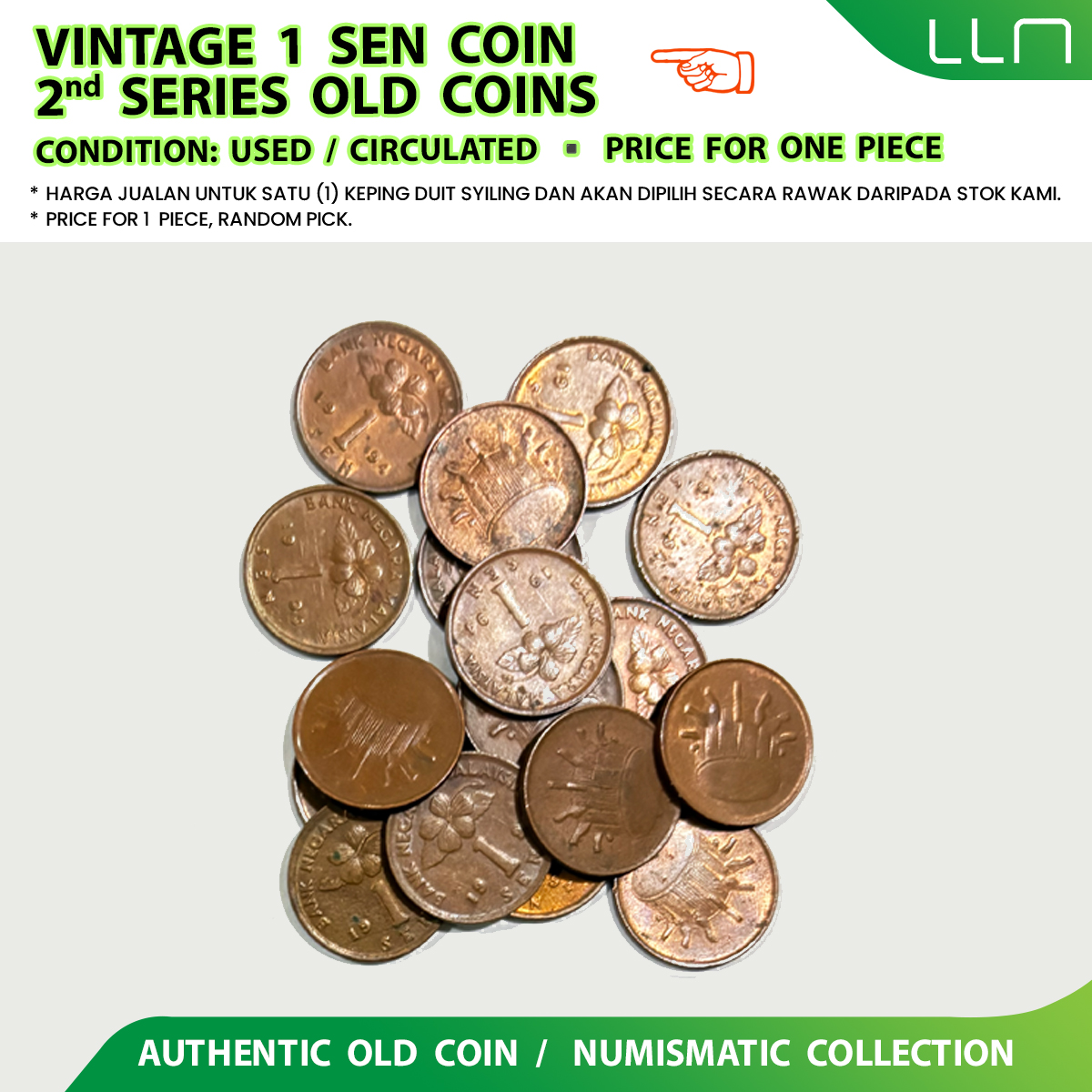 Vintage 1-Sen 2nd Series Old Coins (Price for 1 Piece)