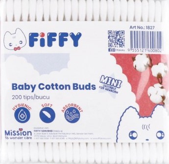Original Fiffy Multi Purpose Baby Mini Cotton Buds Bud - 3 Colours Choice (200 Tips)