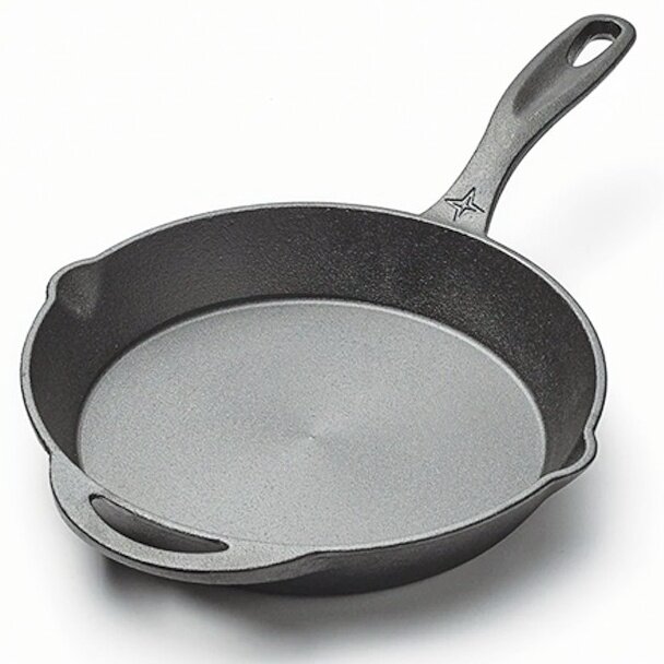 BAREBONES 8" / 10" / 12" Cast Iron Skillet - Built-in Pouring Spout Outdoor Camping Frying Non Stick Pan