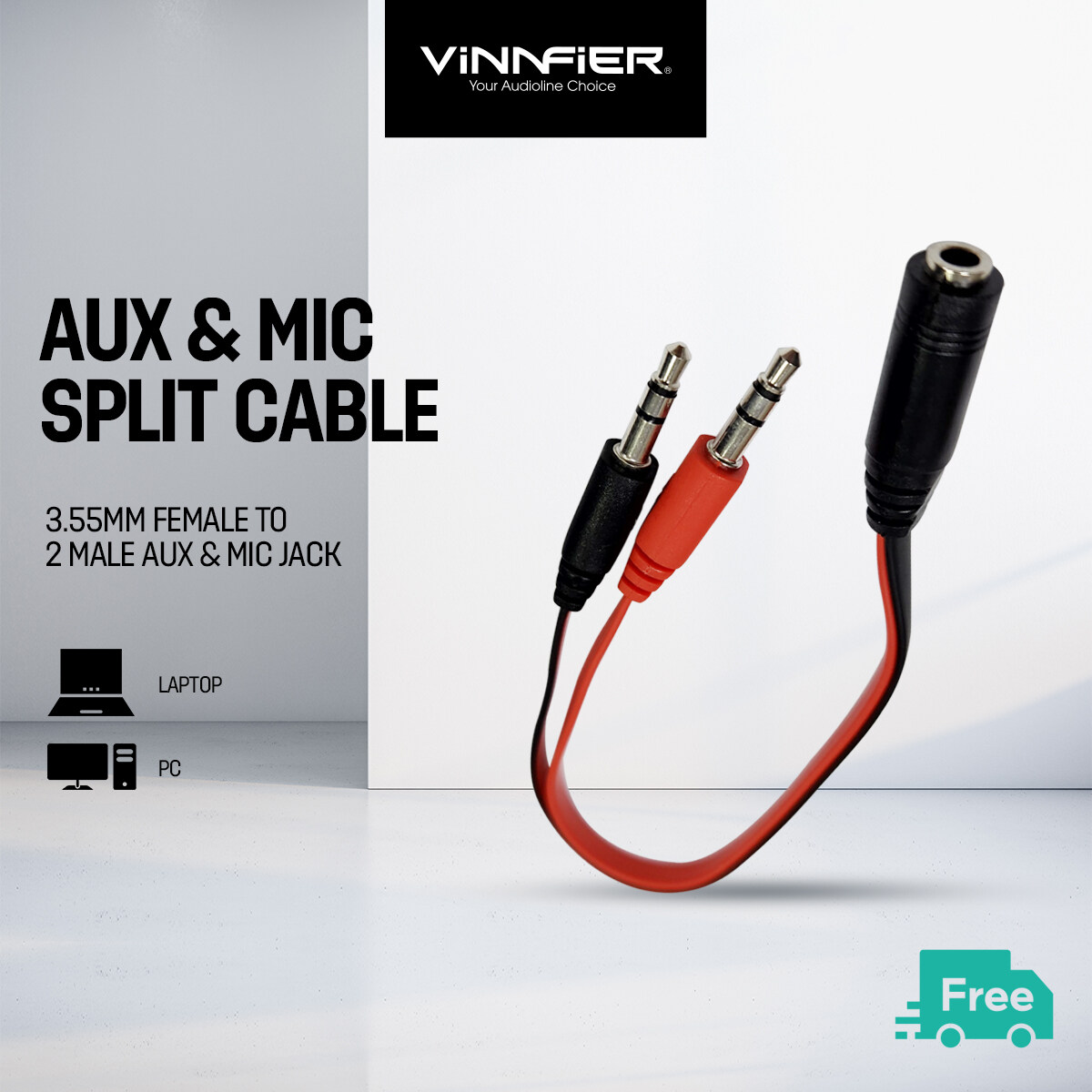 Vinnfier Aux & Mic Converter Split Converter Cable For PC