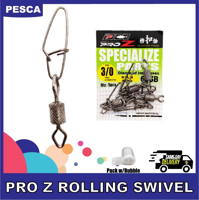 PESCA - PRO Z Diamond Impresses Rolling Swivel (653B) Pro Z Fishing Swivel Fishing Accessories Kekili Kelili Kili