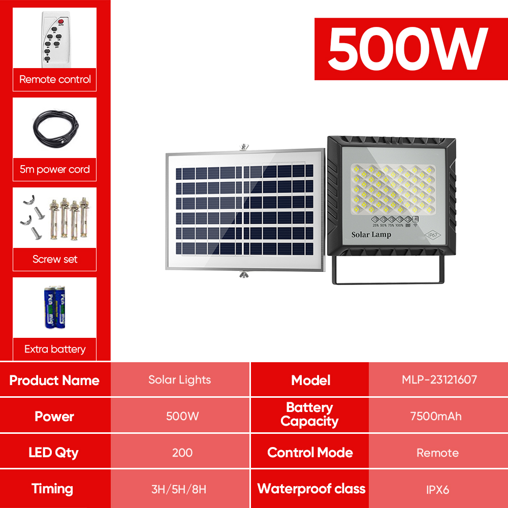 Mitsushi 800w/500w/300w/200w/100w Solar Flood Light IP67 Waterproof Wireless Remote Control Outdoor LED Night Light Lamp Wall Solar Light Bulb Floodlights Motion Sensing Wall Lamp LED lamp