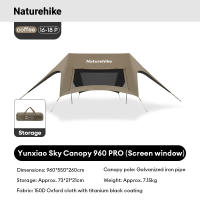 Naturehike Cloud Peak Wind Rope Free Canopy Titanium Black Coated Sunscreen Outdoor Panoramic Mesh Large Camping Canopy