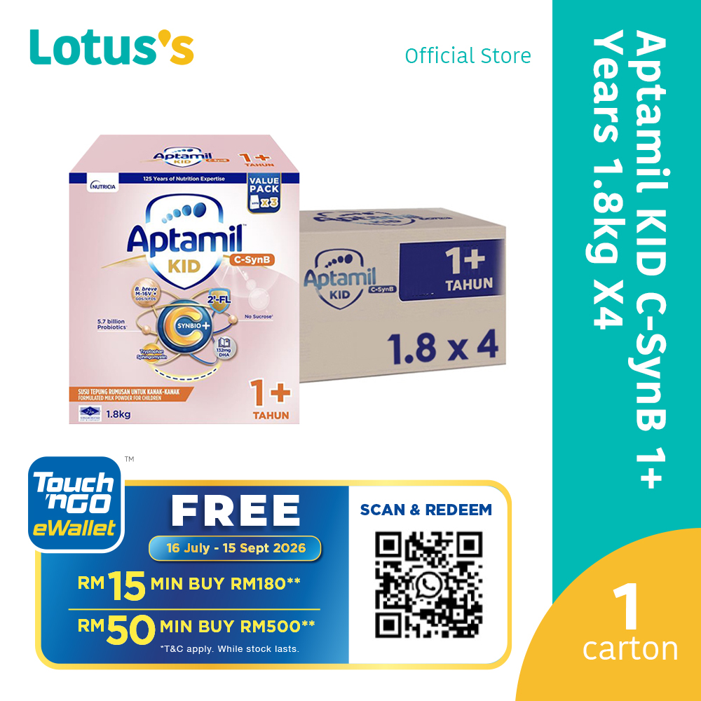 Aptamil KID C-SynB Growing Up Formula 1+ Years 1.8kg X4(1 Carton)