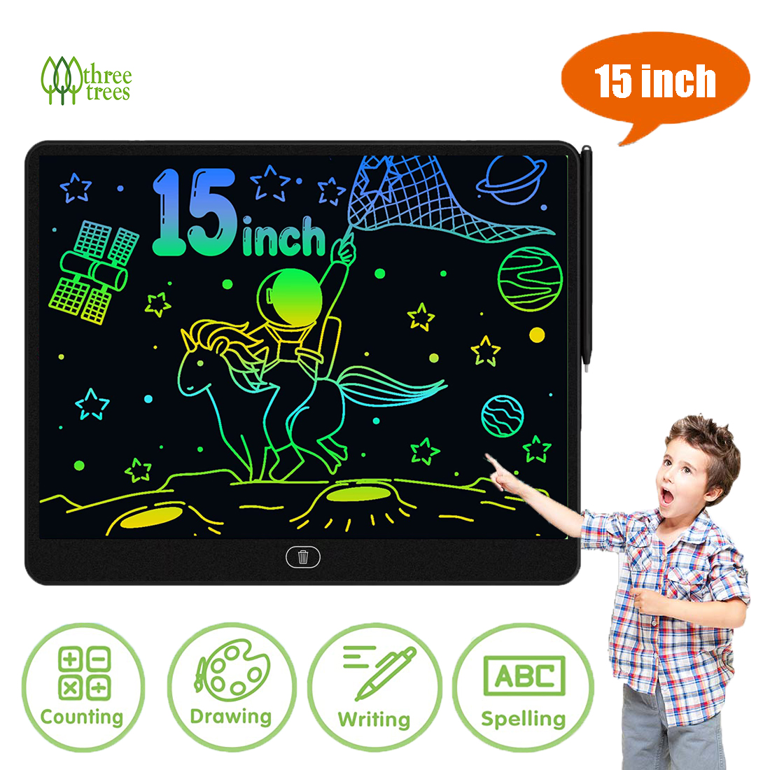 15 inch Smart LCD Writing Tablet Colorful High light Screen Electronics Drawing Pad Erasable Drawing Board Doodle board For Children Home Toy Festival Gifts for kids