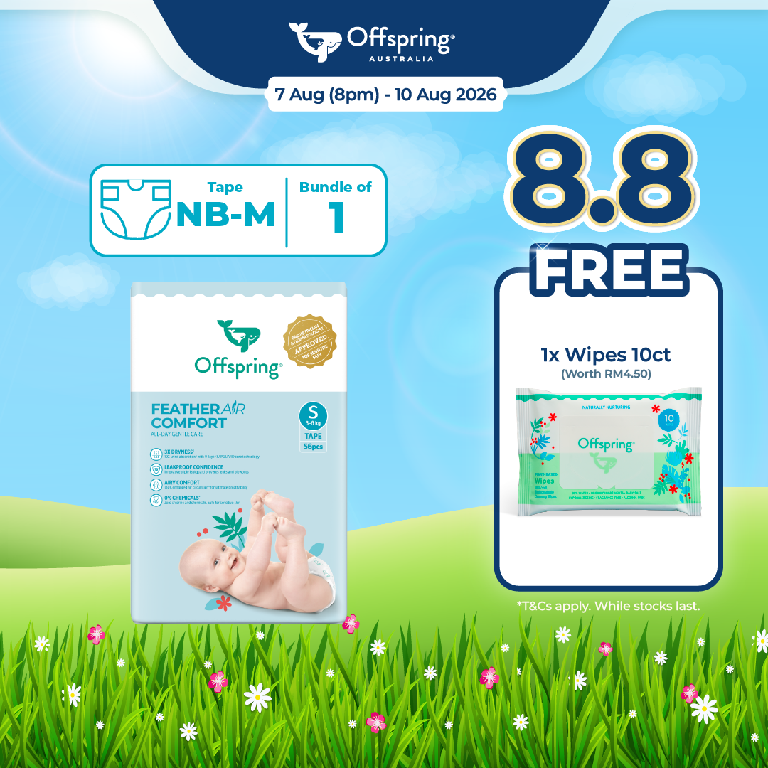 Offspring FeatherAir Comfort Baby Diapers Tape NB66/S56/M48