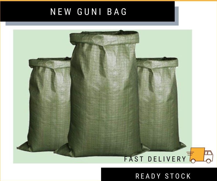 (LOCAL READY STOCK) Available in 7 Sizes!! New PP Woven Guni Bag Storage Bag Courier Bag Plastic Karung Beg Sand Bag 麻袋 Multiple Size 编织袋/Beg Guni (Green)