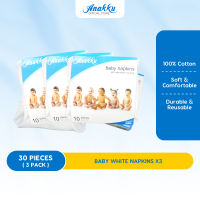 Anakku Baby Cotton White Napkin Cloth Diapers Lampin Bayi (10 Pcs) 121-620