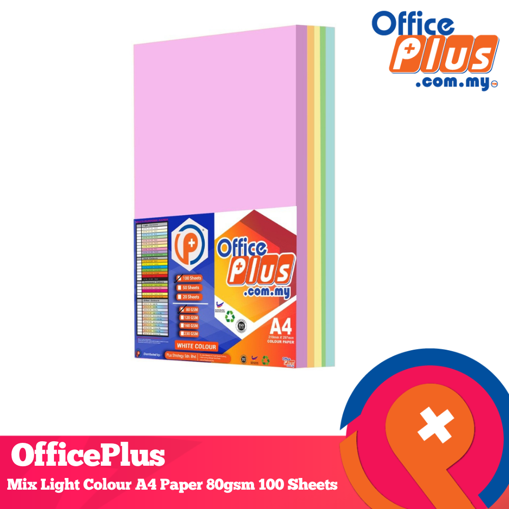 LazChoice OP Mix Light Colour A4 Paper 80gsm 100 Sheets