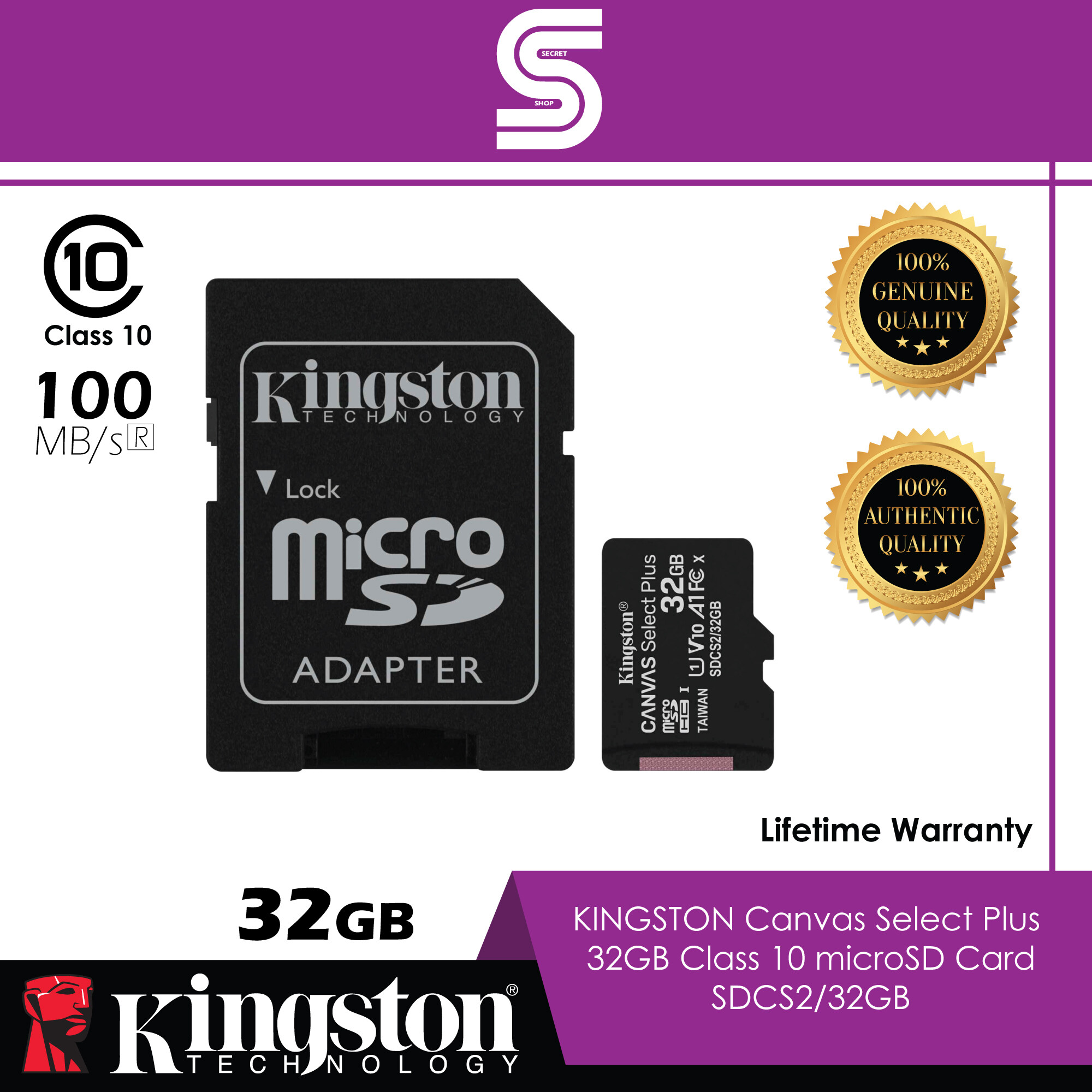 Kingston Canvas Select Plus 32GB Class 10 microSD Card - SDCS2/32GB