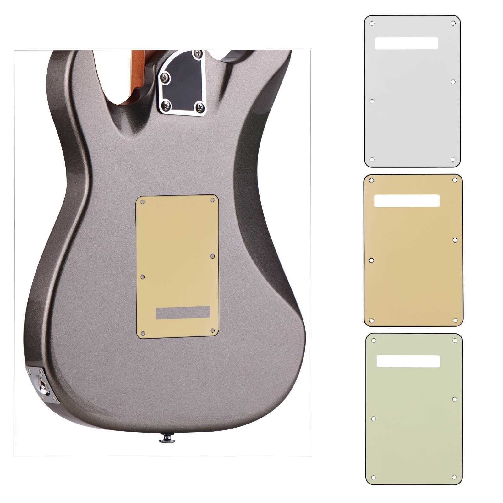 KAISH Battipenna a 11 fori in stile ST/Strat SSS con piastra posteriore ST Tremolo Trem copertura per USA/Messico Stratocaster/Strat bianco invecchiato a 3 strati