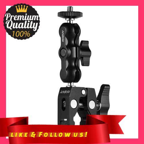 People\'s Choice Andoer Multi-functional Clamp Ball Mount Clamp Articulating Friction Arm Super Clamp with 1/4 Inch Screw for GPS Monitor LED Video Light Flash Light Microphone (Black)