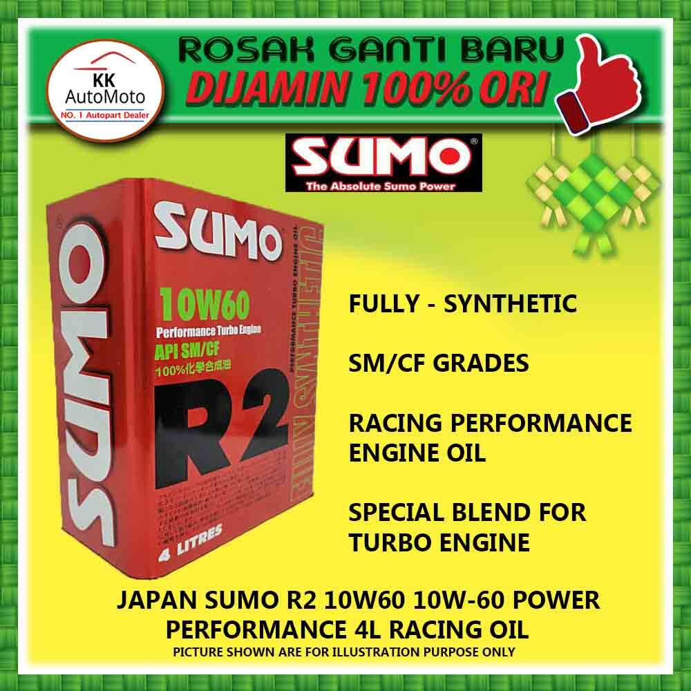Sumo R2 Racing Performance Turbo Engine Oil / Motor Oil ( 10W-60 / 10W60 / 10W 60  ) SM/CF Fully Synthetic - 4L for Proton  Perodua  Honda  Toyota  Nissan  Mazda  Kia  Hyundai and other