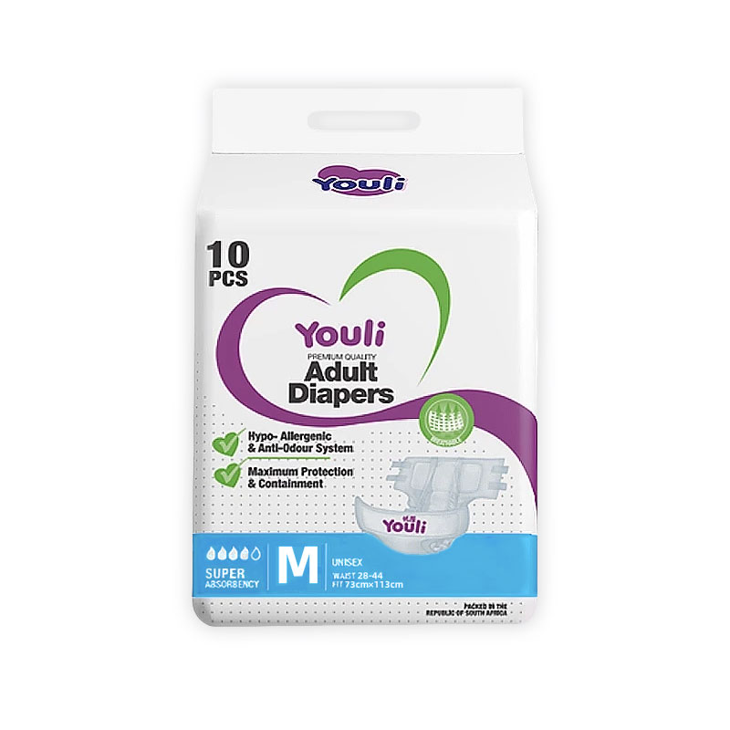 YOULI Breathable Adult Diaper - M/L/XL (10 Pcs) High Absorbency 2000ML Breathable & Ultra Thin