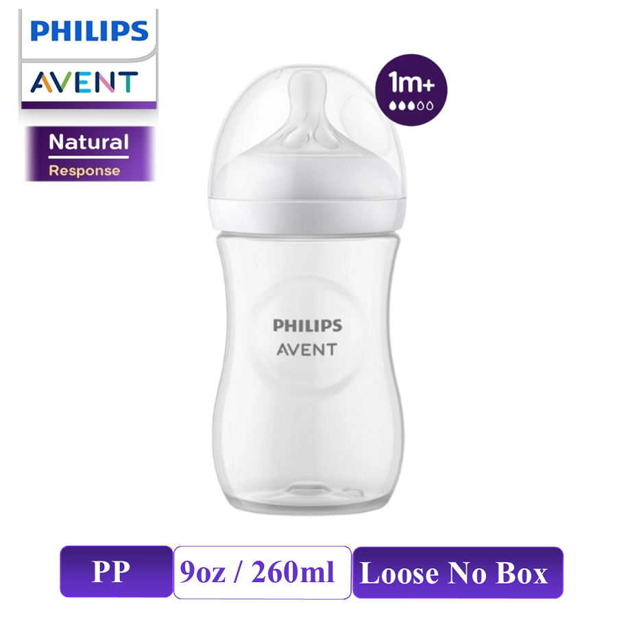 Philips Avent Natural Response Baby Milk Bottle Botol Susu Bayi 9oz / 260ml Pink / Blue / Clear