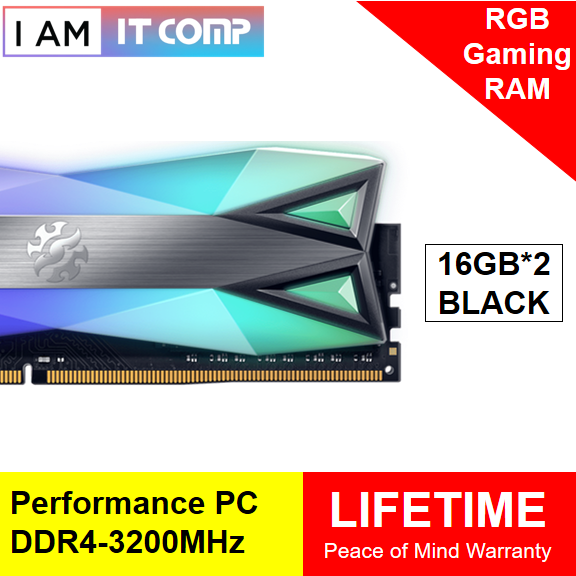 ADATA XPG SPECTRIX D60G RGB 32GB (16GBX2) 1 PAIR 3200MHz U-DIMM DESKTOP RAM