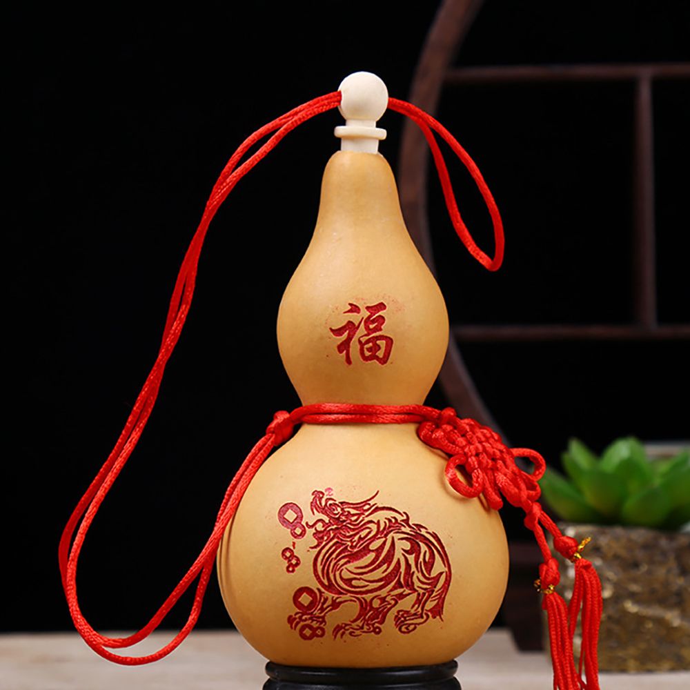 IUYJN Chinese Style Carve Patterns Bring Wealth and Luck Yin Yang Photo Props Handmade Feng Shui Housewarming Gift Gourd Crafts Home Decor Hanging Ornament