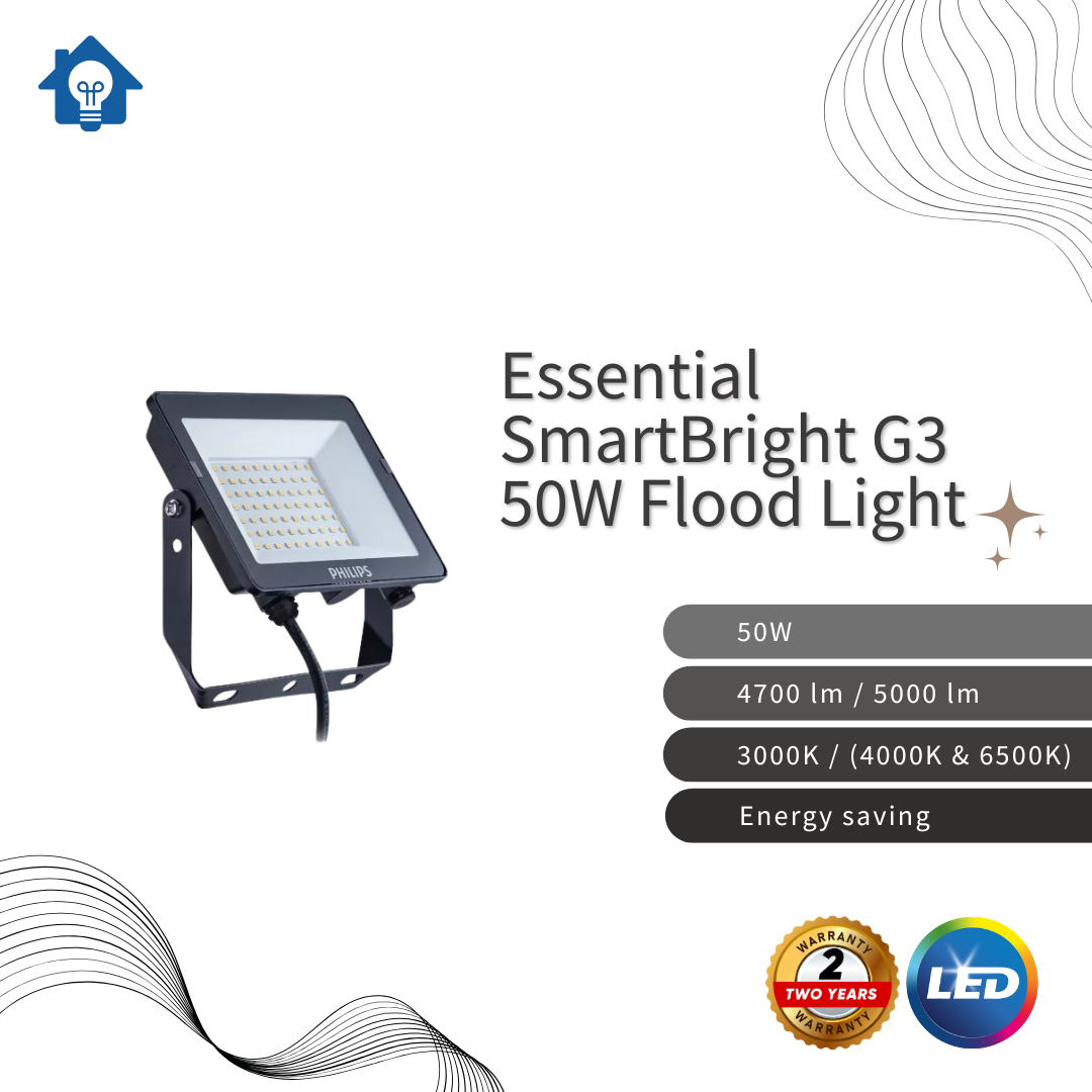 PHILIPS BVP150 Essential SmartBright G3 LED Floodlight | 10W / 20W / 30W / 50W / 70W ( 3000K / 4000K / 6500K )