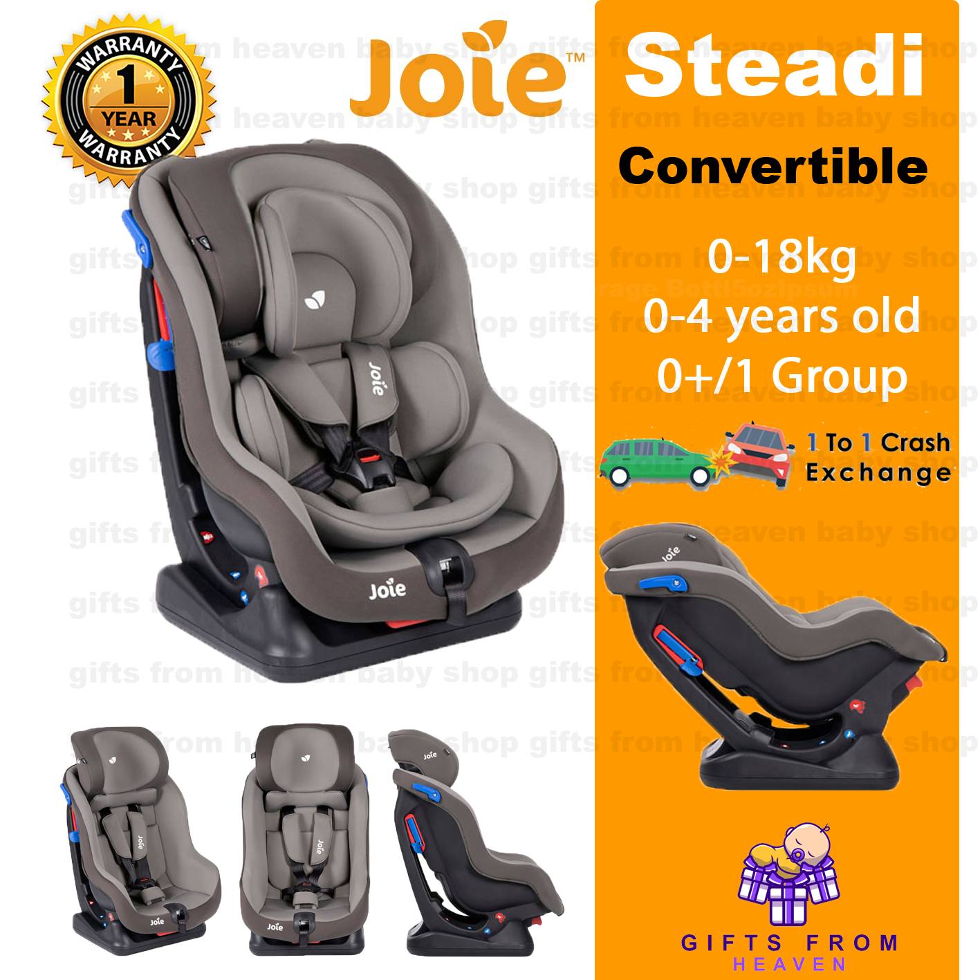 Joie Steadi Convertible Car Seat R129 cobble stone