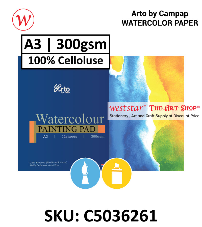 [Weststar TAS] A3 Arto by Campap Watercolor Pad - Cold Pressed Watercolor Paper | ACID FREE (Cotton / Cellulose)