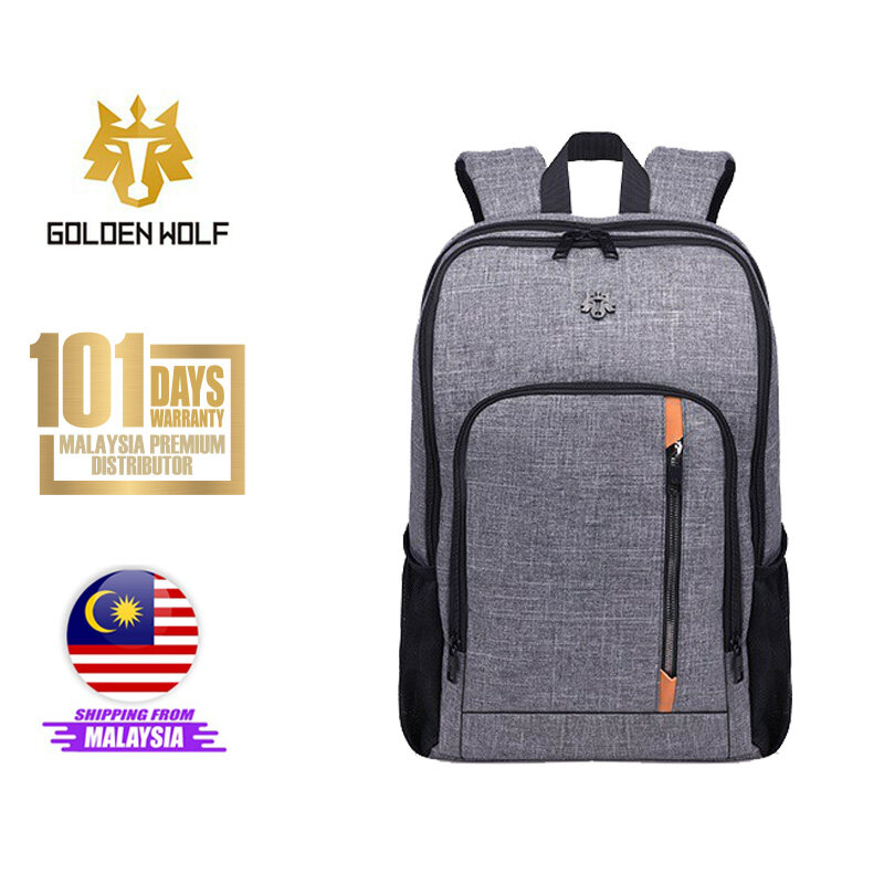 Golden Wolf Raptor Unisex Anti-Theft Business Travel USB Charging Port Student Laptop Backpack (14")