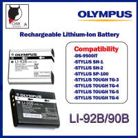 Olympus LI-92B / Li-90B Rechargeable Lithium-Ion Battery for Stylus Tough Camera TG3 TG4 TG5 TG6 SH-1 SH-2 SP-100 (100%