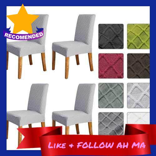 Best Selling Stretch Solid Diamond Lattice Dining Chair Cover Slipcover Removable Washable Short Dining Chair Protector Seat Solid Slipcovers for Hotel Dining 4pcs Light Gray (Light Gray)