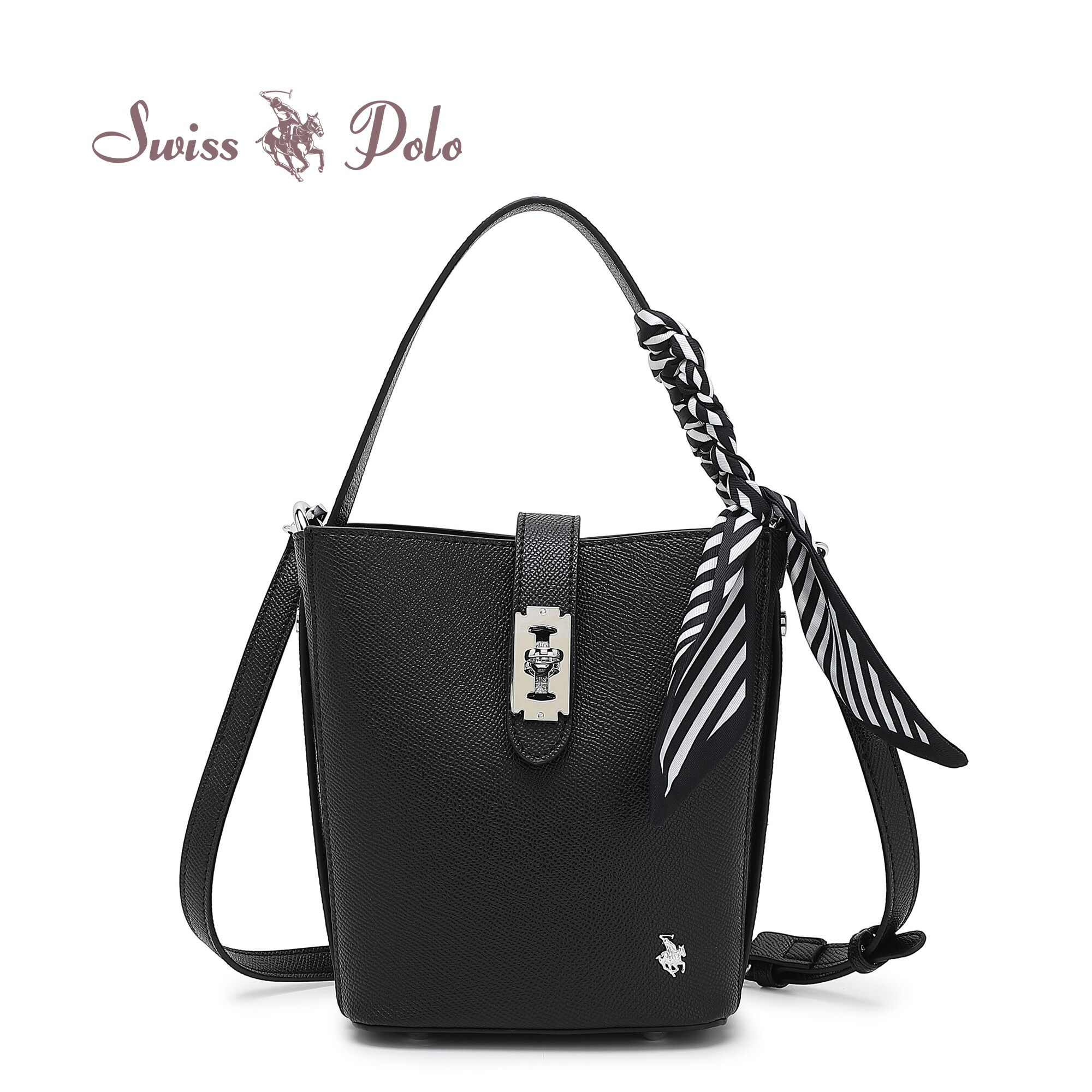 SWISS POLO Ladies Top Handle Sling Bag HJG 3011-1 BLACK