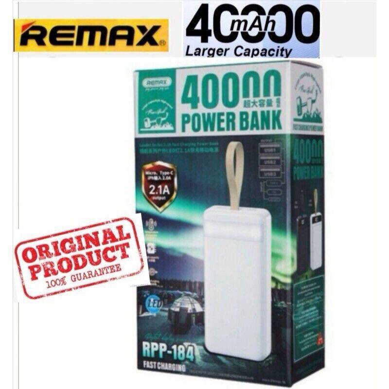 [ Big Sale ] (READY STOCK)ORIGINAL REMAX 40000mAh RPP-184 Leader Series Power Bank with LED Light Powerbank
