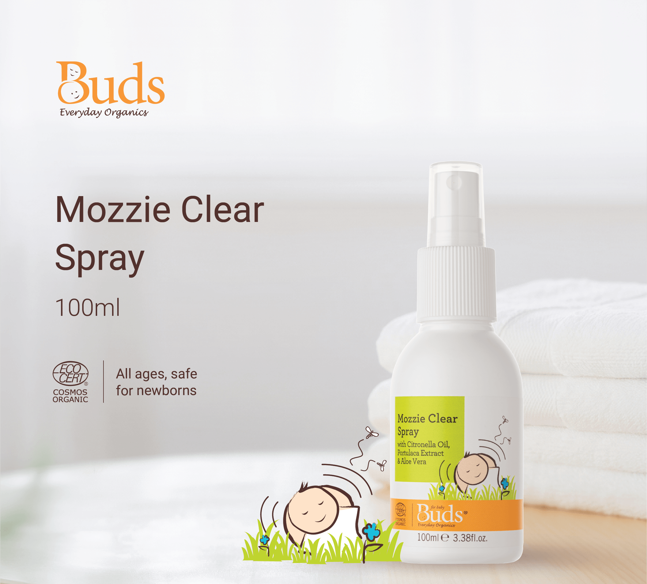 Buds Organics BEO Mozzie Clear Spray (100ml)