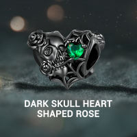 BAMOER 925 Sterling Silver Dark Moonlight Rose Skull Butterfly Charm For Women Bracelet DIY Fashion Jewelry SCC2308