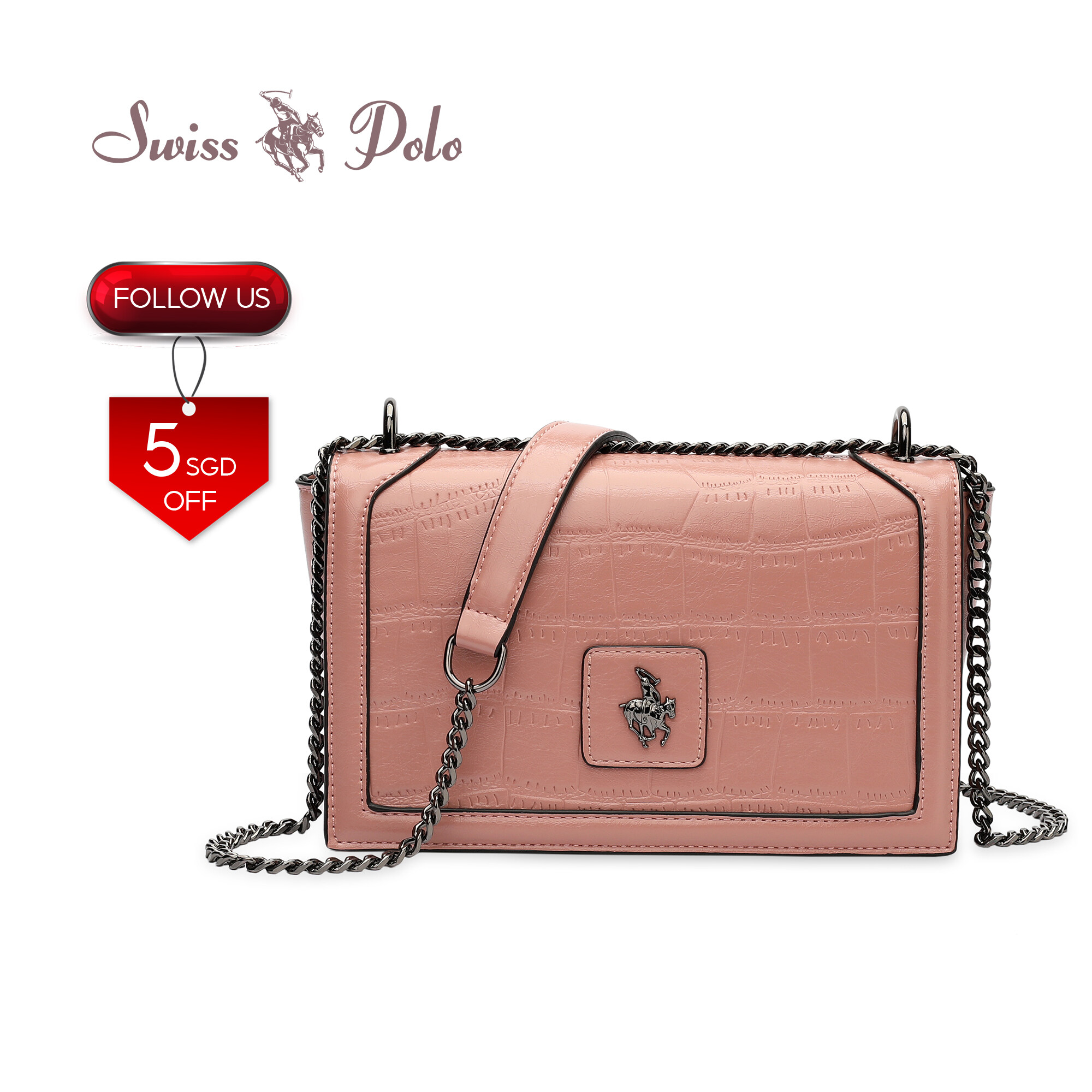 SWISS POLO Ladies Chain Sling Bag HBP 606-3 PINK