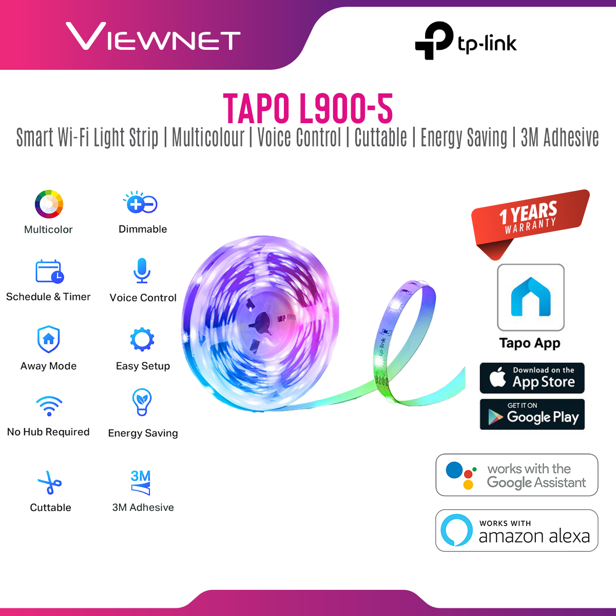 TP-LINK Tapo L900-5 Smart Wi-Fi Light Strip