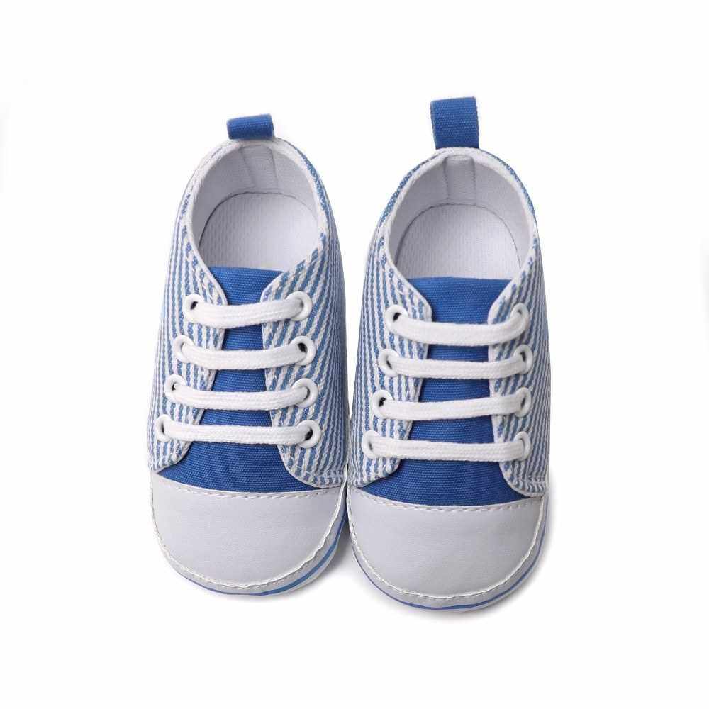 Infant Toddler Baby Casual Shoes Cotton Stripe Soft Sole Non-Slip Sneaker Prewalker Pink 4M (Blue)