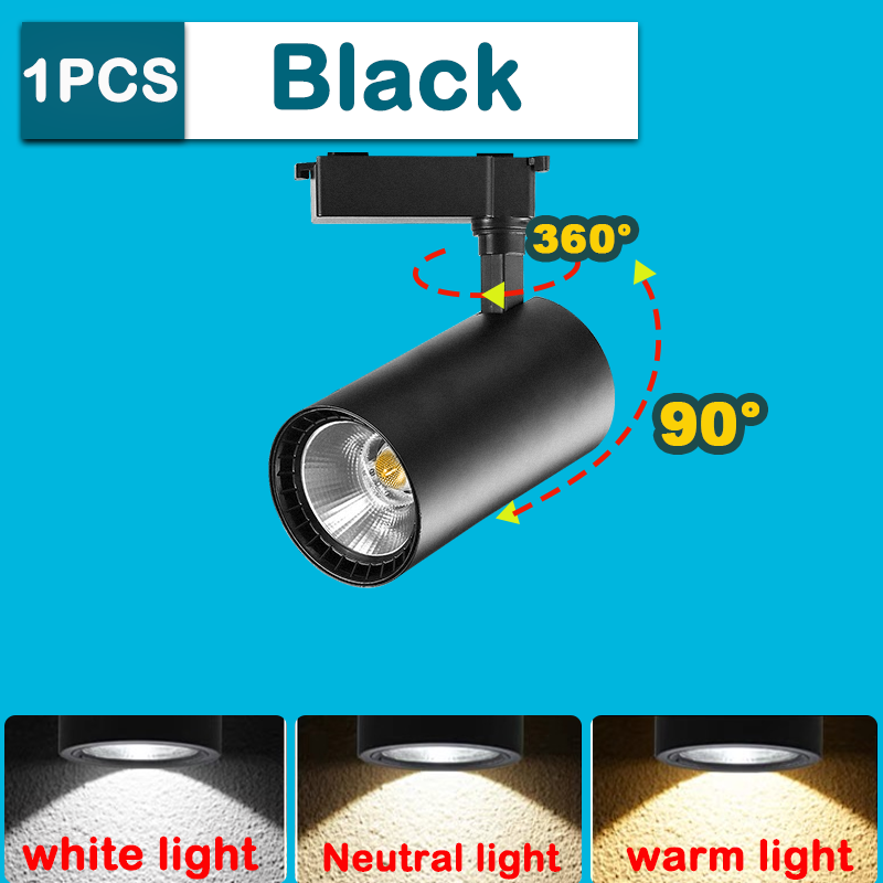 Led Track Light Ceiling Tricolor Spotlight 12w 20w 30w 40w Warm White Cold Aluminum 0.5m Rail Lamp For Living Room Kitchen Shop