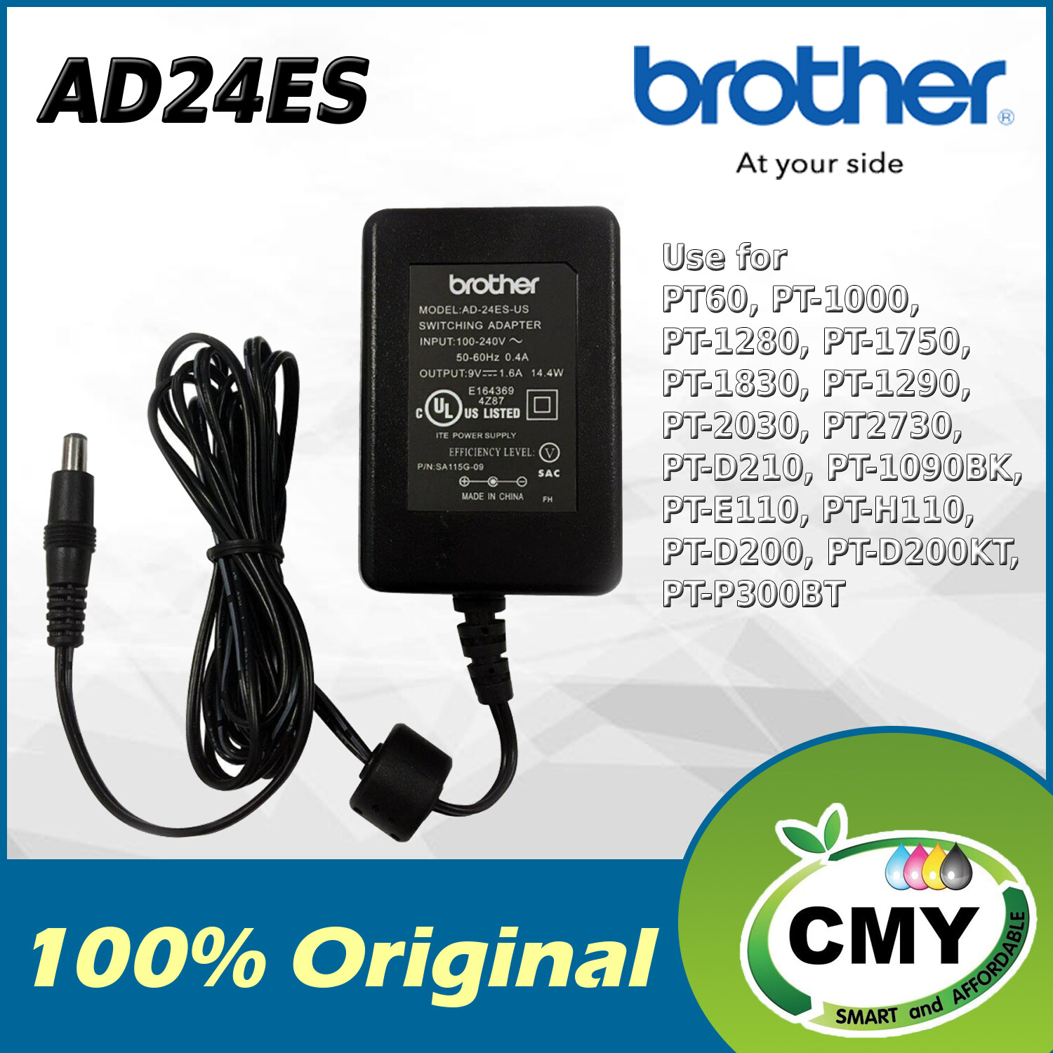 BROTHER ORIGINAL PTOUCH AC POWER ADAPTER MALAYSIA 3PIN / AD24 / AD24ES / AD24ES /AD24ESUK