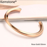 Kemstone Simple 4MM Stainless Steel Bangle Couple Open Bracelet for Women Men