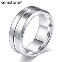 Kemstone Simple 8MM Stainless Steel Black Silver Plated Matte Rings Jewelry for Men
