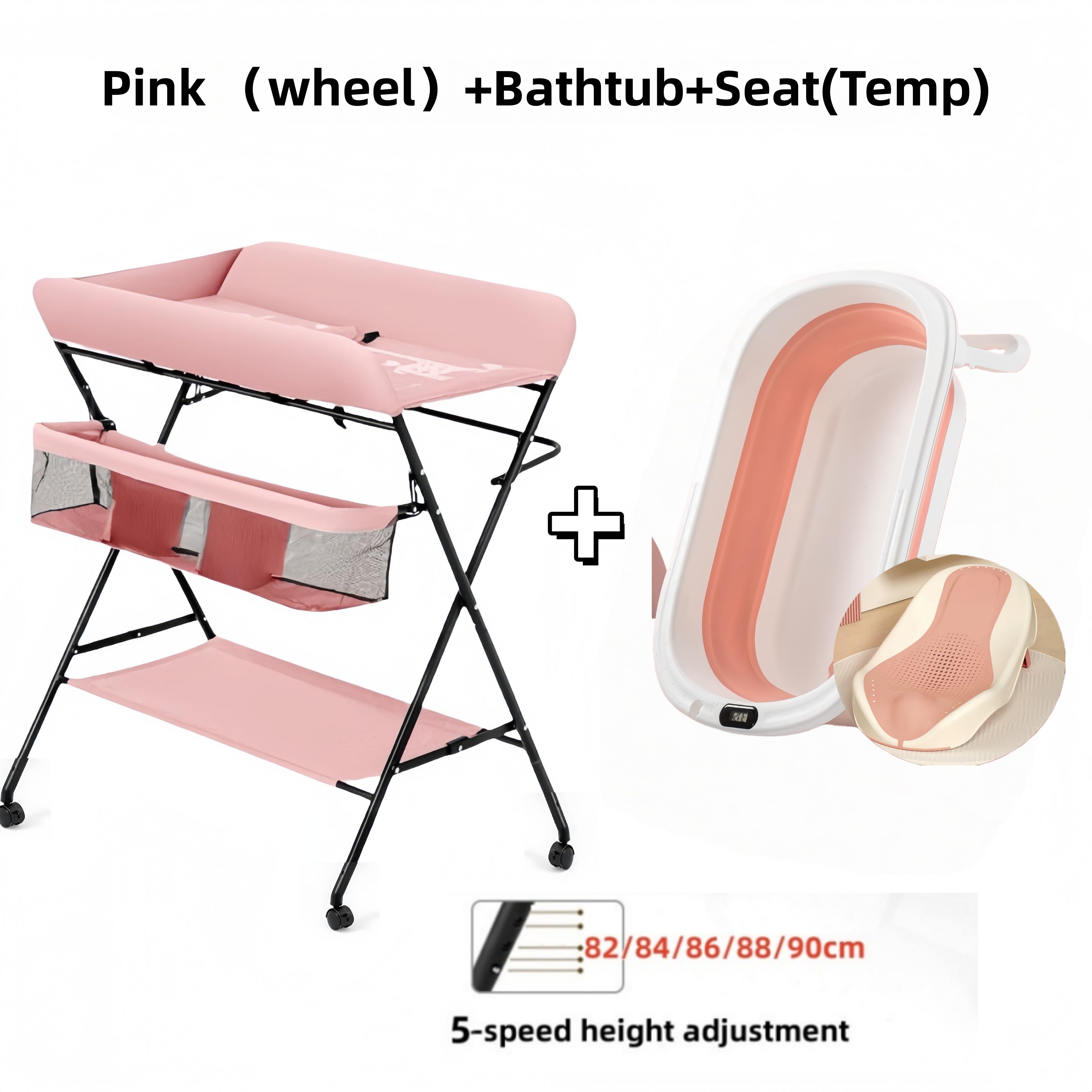 Newborn Foldable Diapers table with wheel adjustable Baby DiapersBaby Care Lightweight Changing table