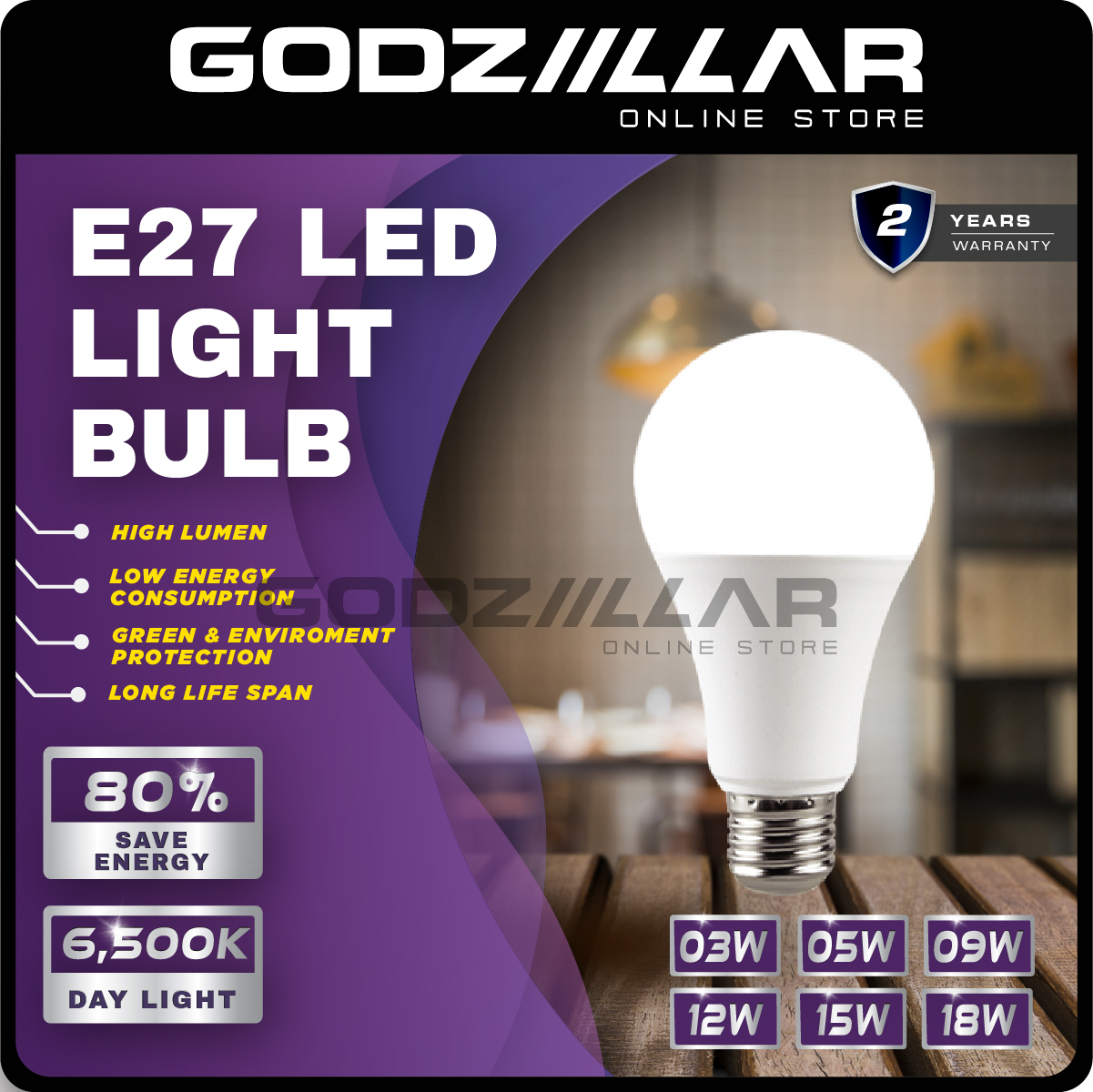 E27 LED Light Bulb Mentol Lampu Energy Saving Lamp Lighting 3W 5W 9W 12W 15W 18W